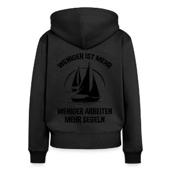 Kapitän Weniger Arbeiten Ist Mehr Segeln Boot Skip - Frauen Premium Bio Zip Hoodie - Schwarz - Hinten - Julia (174cm)