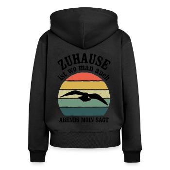 Ostsee Zuhause Ist Wo Man Auch Abends Moin Sagt No - Frauen Premium Bio Zip Hoodie - Schwarz - Hinten - Julia (174cm)