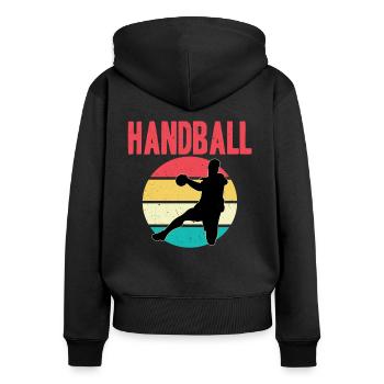 Handball rétro rétro joueur de handball vintage Ballsport - Sweat à capuche zippé Premium bio Femme - noir - Dos - Julia (174cm)