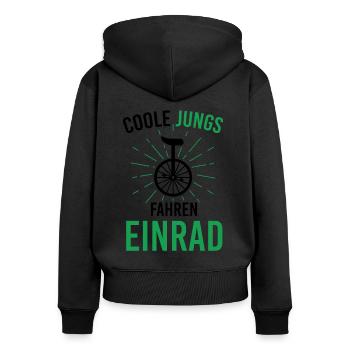 Radsport Coole Jungs Fahren Einrad Unicycle Einrad - Frauen Premium Bio Zip Hoodie - Schwarz - Hinten - Julia (174cm)