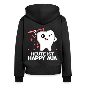 Zahnarzt Heute Ist Happy Aua Zähne Zahnmediziner Z - Frauen Premium Bio Zip Hoodie - Schwarz - Hinten - Julia (174cm)