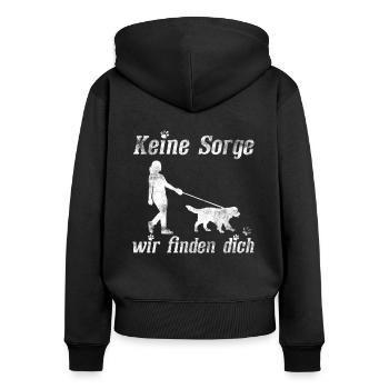 Mantrailing - Frauen Premium Bio Zip Hoodie - Schwarz - Hinten - Julia (174cm)