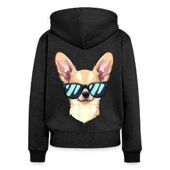 CHIHUAHUA Art - Sweat à capuche zippé Premium bio Femme - noir - Dos - Julia (174cm)