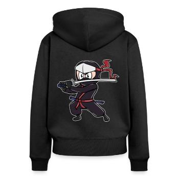 Perfektes Kinder Samurai, Ninja, Ninjas Geschenk - Frauen Premium Bio Zip Hoodie - Schwarz - Hinten - Julia (174cm)