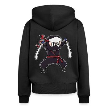 Perfektes Kinder Samurai, Ninja, Ninjas Geschenk - Frauen Premium Bio Zip Hoodie - Schwarz - Hinten - Julia (174cm)