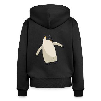 Pinguin, Pinguine, Antarktis, Naturschutz - Frauen Premium Bio Zip Hoodie - Schwarz - Hinten - Julia (174cm)