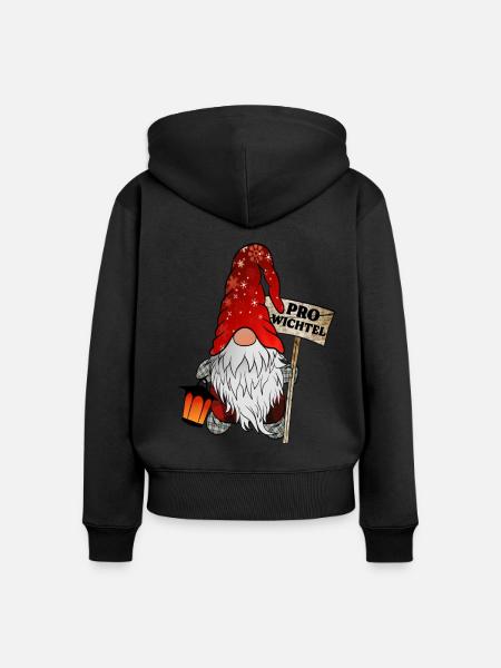 Pro Wichtel – Weihnachtsgnom - Frauen Premium Bio Zip Hoodie - Schwarz