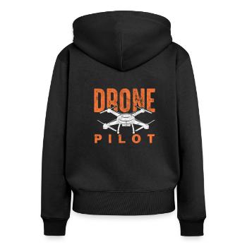Drohne - Frauen Premium Bio Zip Hoodie - Schwarz - Hinten - Julia (174cm)