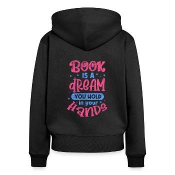 Lire - Sweat à capuche zippé Premium bio Femme - noir - Dos - Julia (174cm)