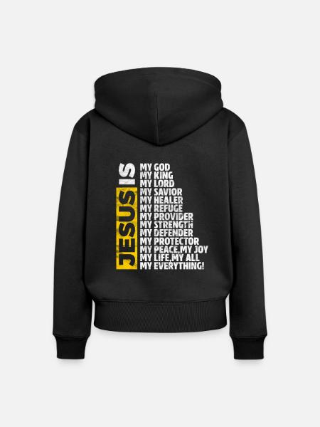 Jesus - Frauen Premium Bio Zip Hoodie - Schwarz