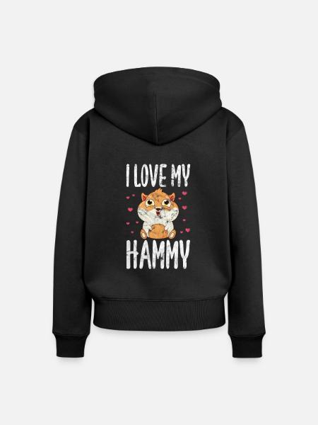 Hamster - Frauen Premium Bio Zip Hoodie - Schwarz