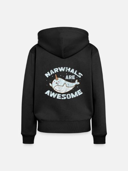 Narwal - Frauen Premium Bio Zip Hoodie - Schwarz