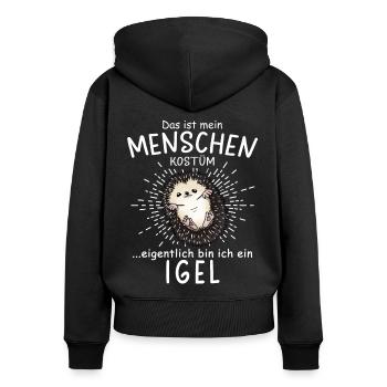 Lustiges Afrikanischer Weißbauchigel Igel Kostüm - Frauen Premium Bio Zip Hoodie - Schwarz - Hinten - Julia (174cm)