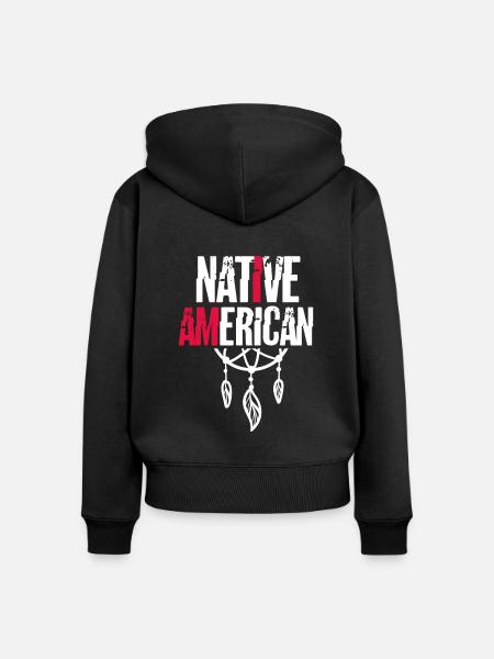 Indianer - Frauen Premium Bio Zip Hoodie - Schwarz