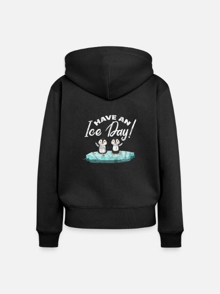 Pinguin - Frauen Premium Bio Zip Hoodie - Schwarz