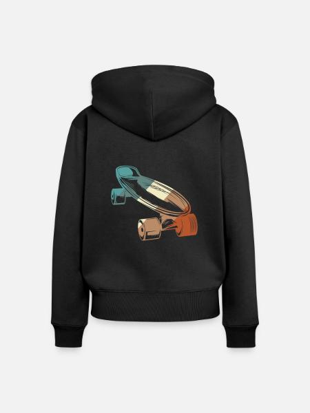 Longboard - Frauen Premium Bio Zip Hoodie - Schwarz