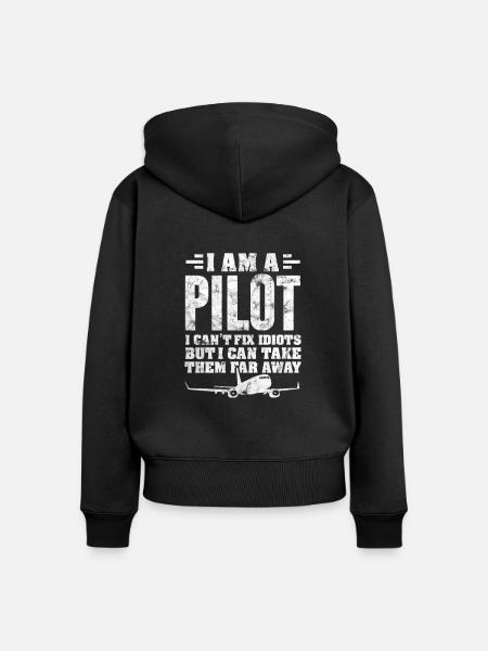 Pilot - Frauen Premium Bio Zip Hoodie - Schwarz