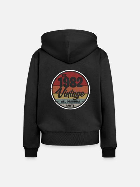 1982 - Frauen Premium Bio Zip Hoodie - Schwarz
