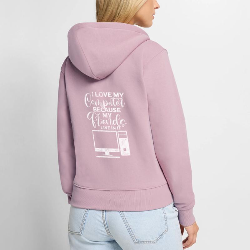 Computer Nerd PC Programmierer Informatik Geschenk Frauen Premium Bio Zip Hoodie