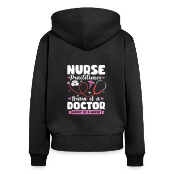 Krankenschwester - Frauen Premium Bio Zip Hoodie - Schwarz - Hinten - Julia (174cm)
