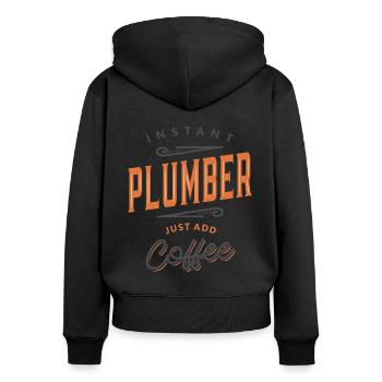 Plumber Funny Job Title Profession - Women's Premium Organic Zip Hoodie - black - Back - Julia (174cm)