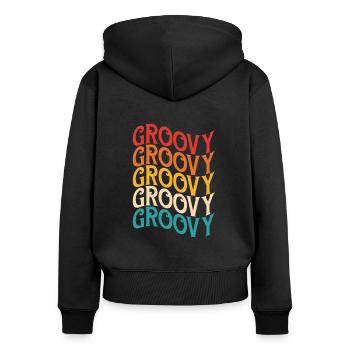 Hippie Peace Flower Power Amour Paix Cadeau - Sweat à capuche zippé Premium bio Femme - noir - Dos - Julia (174cm)