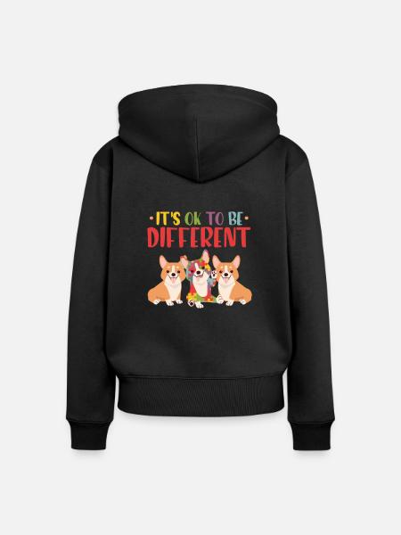 Corgi - Frauen Premium Bio Zip Hoodie - Schwarz