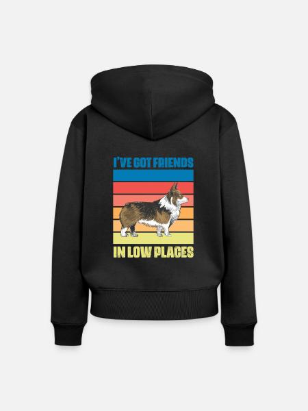 Corgi - Frauen Premium Bio Zip Hoodie - Schwarz