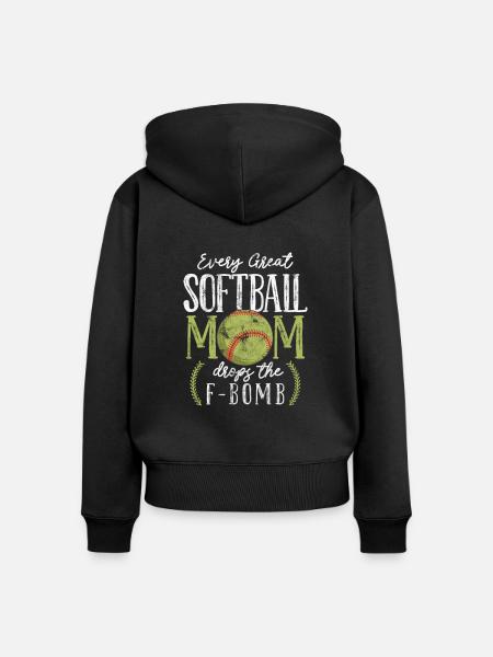 Softball Mutter - Frauen Premium Bio Zip Hoodie - Schwarz