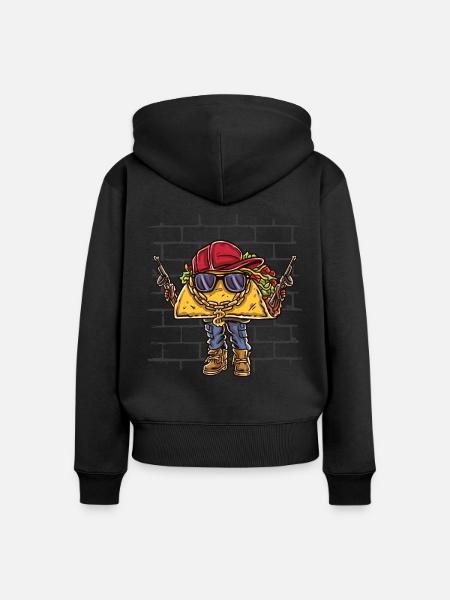 Lustiger Taco-gangster-stil - Frauen Premium Bio Zip Hoodie - Schwarz