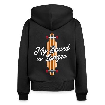 Mein Board Ist Longboarder - Frauen Premium Bio Zip Hoodie - Schwarz - Hinten - Julia (174cm)