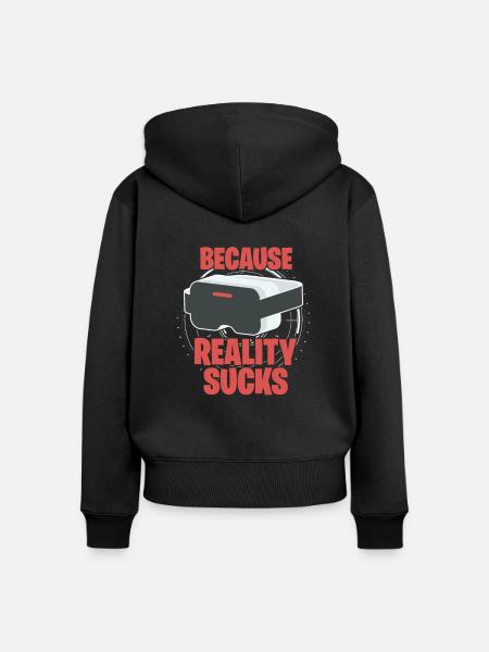 VR Virtual Reality - Frauen Premium Bio Zip Hoodie - Schwarz