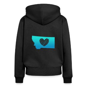 Montana - Frauen Premium Bio Zip Hoodie - Schwarz - Hinten - Julia (174cm)