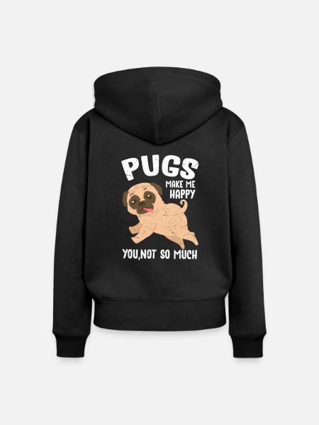 Mops - Frauen Premium Bio Zip Hoodie - Schwarz