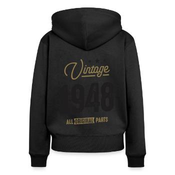 Vintage 1948 74th Birthday - Women's Premium Organic Zip Hoodie - black - Back - Julia (174cm)