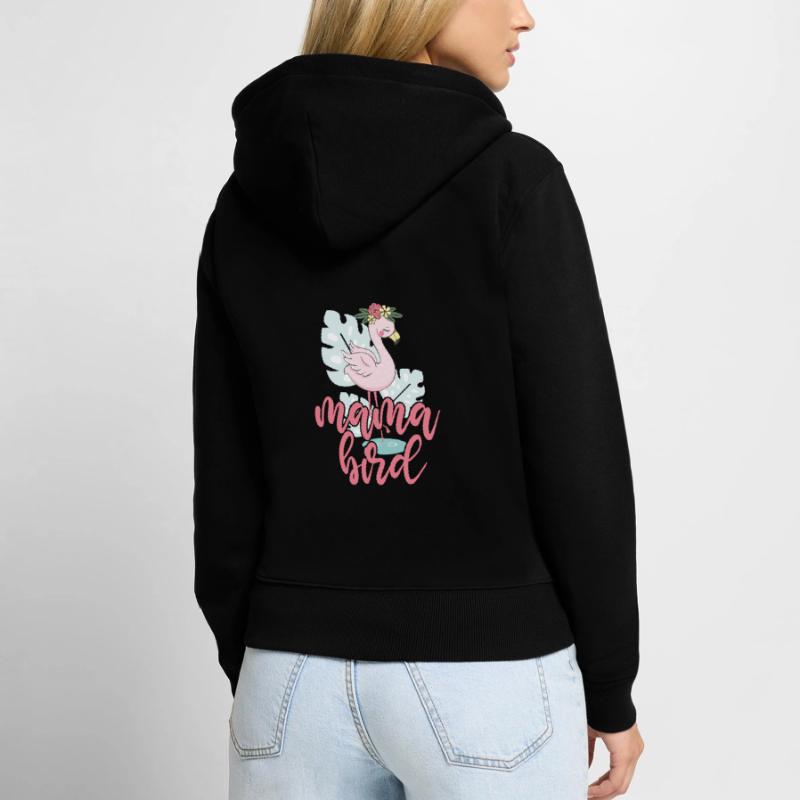 Flamingo Mutter Pink Vogel Muttertag Geschenk Frauen Premium Bio Zip Hoodie