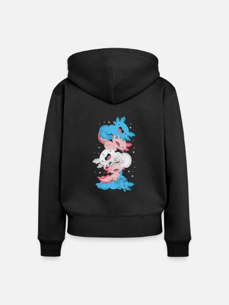 Axolotl Wassertier Wasser Geschenk - Frauen Premium Bio Zip Hoodie - Schwarz