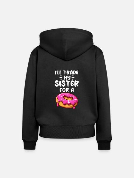 Schwester - Frauen Premium Bio Zip Hoodie - Schwarz