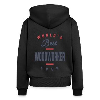 Woodworker - Women's Premium Organic Zip Hoodie - black - Back - Julia (174cm)