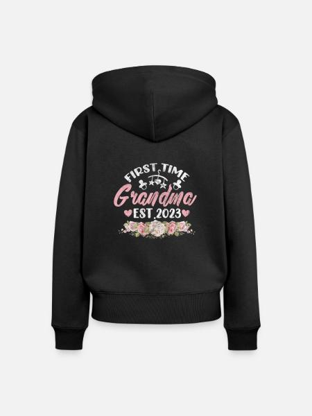 Schwangerschaft Oma - Frauen Premium Bio Zip Hoodie - Schwarz