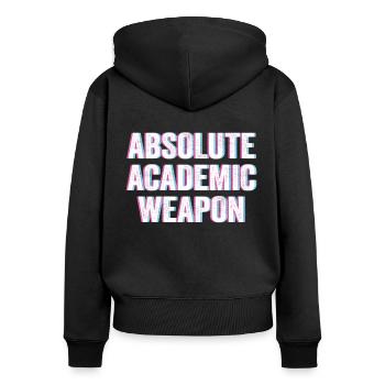 Studenten Absolute Academic Weapon - Frauen Premium Bio Zip Hoodie - Schwarz - Hinten - Julia (174cm)
