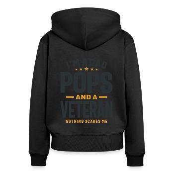 Papa Pops und Veteran, nichts macht mir Angst! - Frauen Premium Bio Zip Hoodie - Schwarz - Hinten - Julia (174cm)