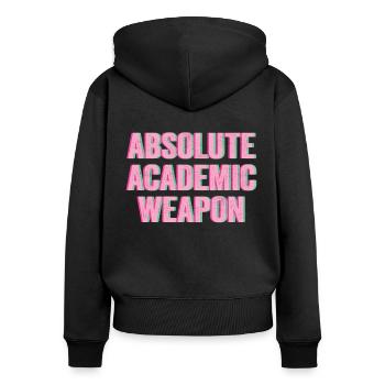 Studenten Absolute Academic Weapon - Frauen Premium Bio Zip Hoodie - Schwarz - Hinten - Julia (174cm)