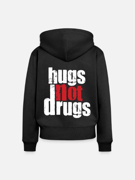 Umarmungen Statt Drogen - Frauen Premium Bio Zip Hoodie - Schwarz