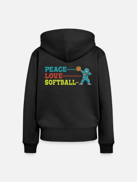 Mädchen Frieden Liebe Softball - Frauen Premium Bio Zip Hoodie - Schwarz