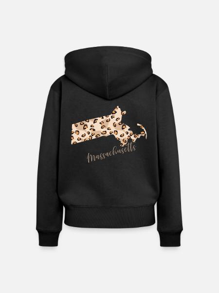 Massachusetts Leopard-muster Karte - Frauen Premium Bio Zip Hoodie - Schwarz