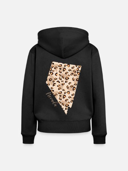 Nevada Leopard-muster Karte Leo - Frauen Premium Bio Zip Hoodie - Schwarz