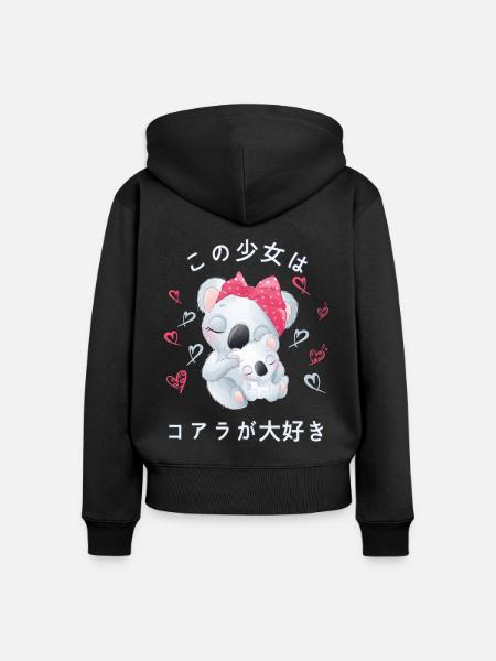 Koala Liebe Mama Koala Bär - Frauen Premium Bio Zip Hoodie - Schwarz