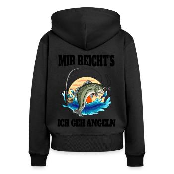 Lustige Angler Sprüche Mir reichts ich gehe Angeln - Frauen Premium Bio Zip Hoodie - Schwarz - Hinten - Julia (174cm)