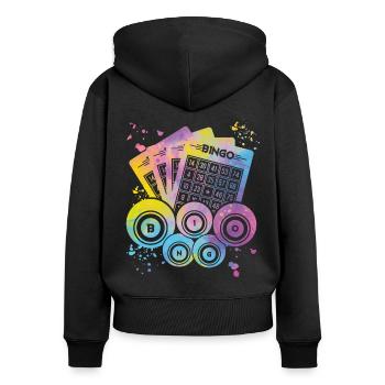 Bingo Bälle Farbsprotzer Frauen Männer Bingo - Frauen Premium Bio Zip Hoodie - Schwarz - Hinten - Julia (174cm)